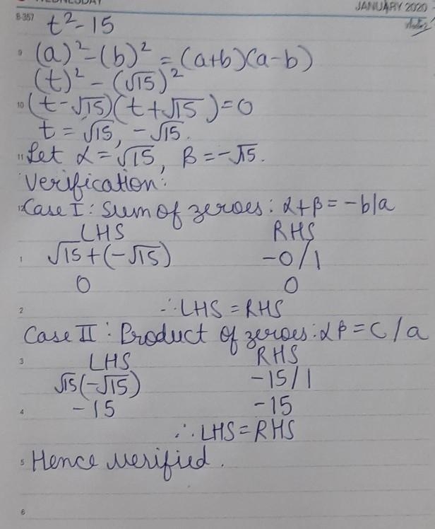 CNJ 하 2 15find the zeros of the quadratic polynomial and verify the relationship between-example-1