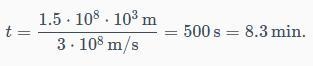 How long does it take for sunlight to reach earth? Show Work!-example-1