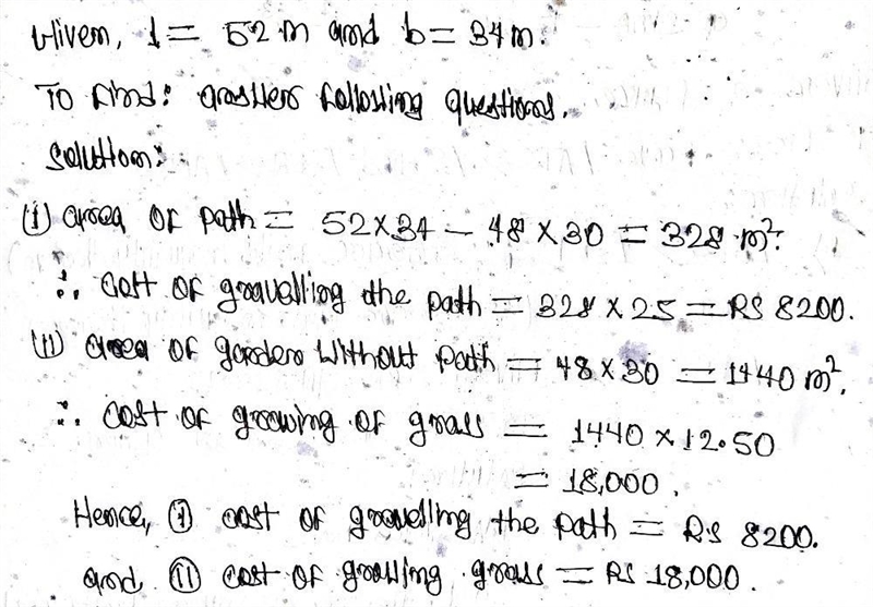 a rectangular garden is 52m long and 34m broad a path 2m wide is running inside the-example-1