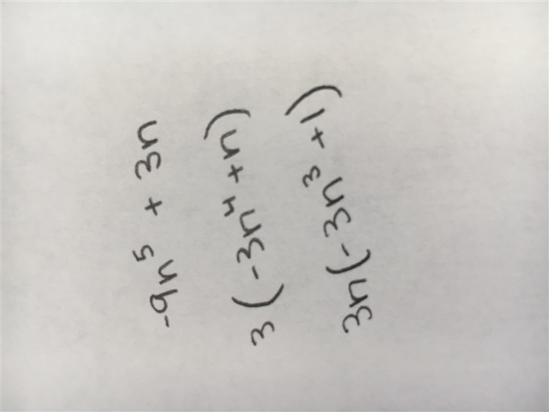 Factor out the GCF: -9n^5 + 3n-example-1