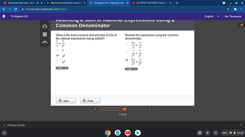 Rewrite the expression using the common denominator-example-1