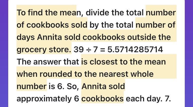 Annita sat outside the grocery store selling cookbooks. She kept track of how many-example-1