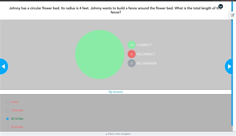 Johnny has a circular flower bed. Its radius is 4 feet. Johnny wants to build a fence-example-1