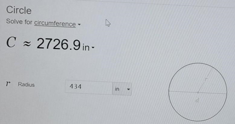 A flying disc has a 434 inch radius. What is its approximate circumference, rounded-example-1