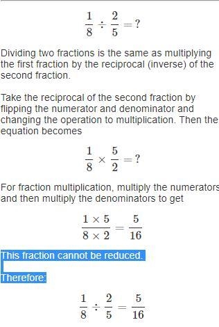 What is 1/8 divided by 2/5?-example-1