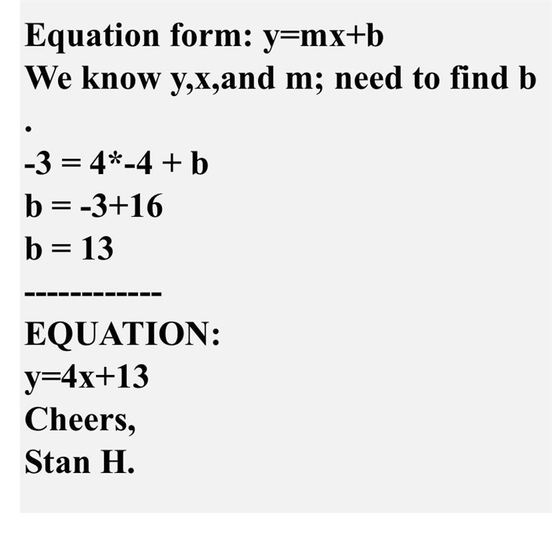 Write the equation in slope-intercept form for the line with slope of -2 going through-example-1