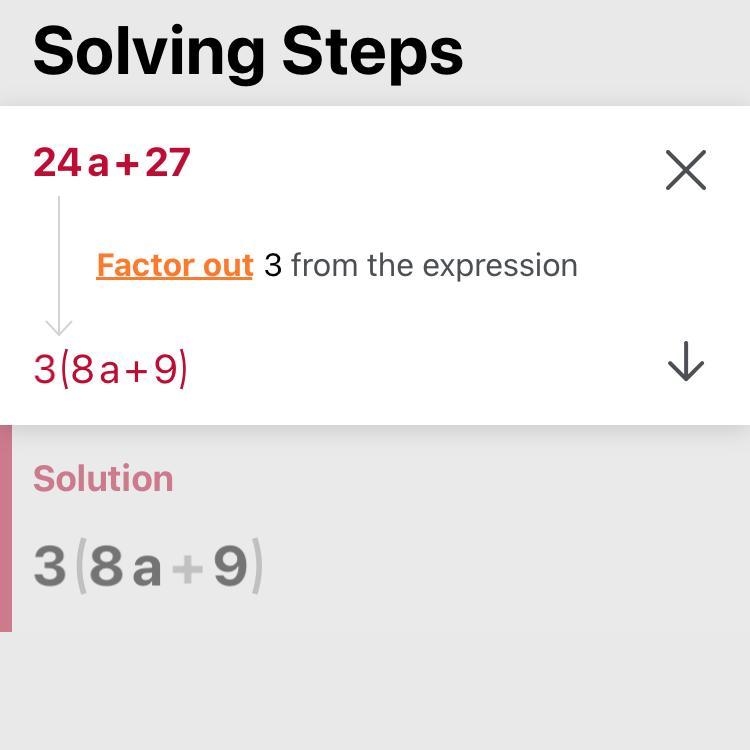 The algebraic expression for 24a+27 ​-example-1