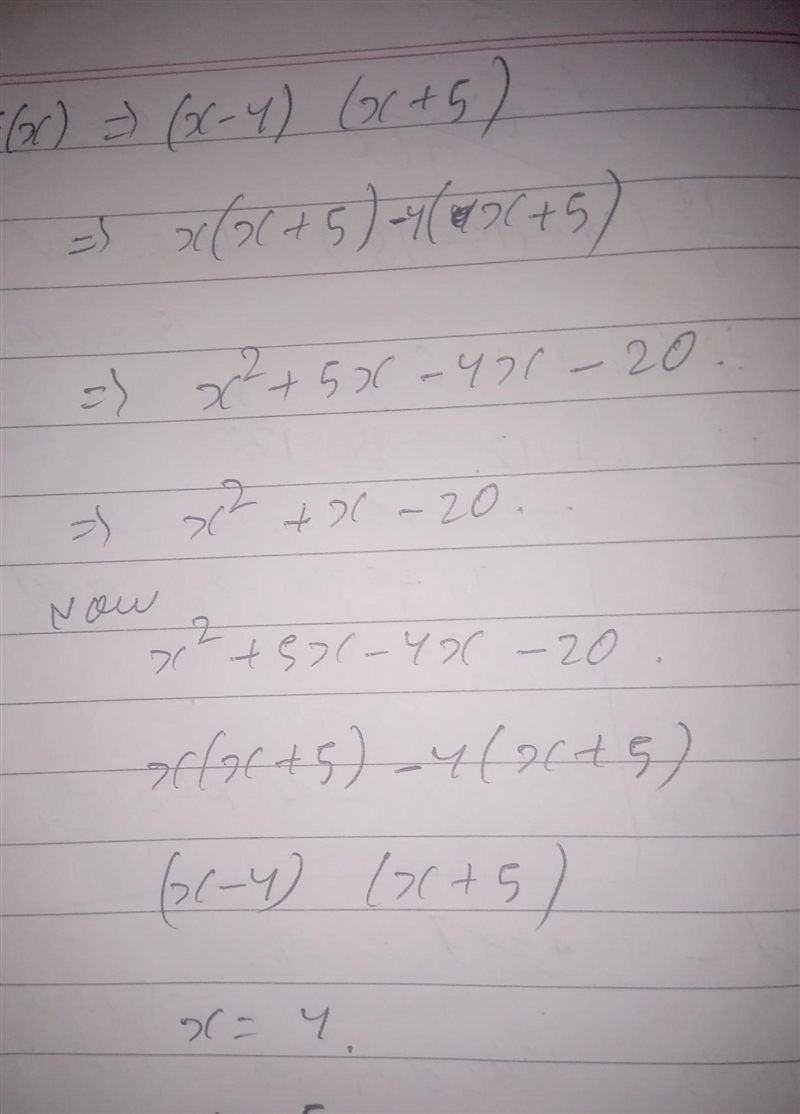 What are the zeros of the polynomial function F(x)=(x - 4) ( x + 5 )-example-1