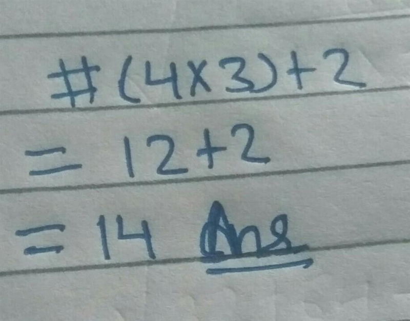 Solve (4*3) + 2 , how are you all , freeee points​-example-1