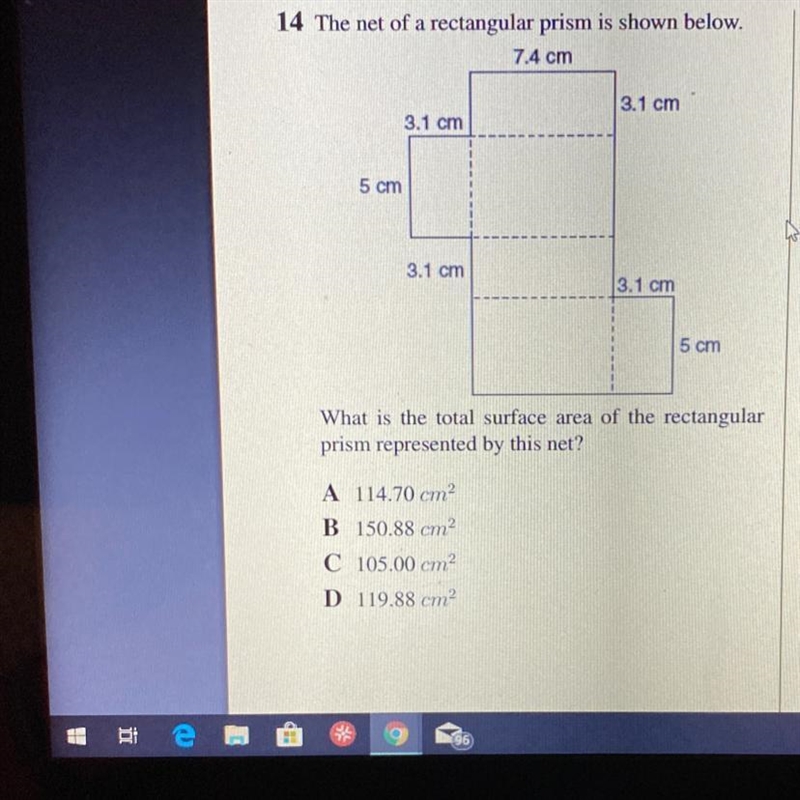 The net of a rectangular prism is shown below. What is the total surface area of the-example-1