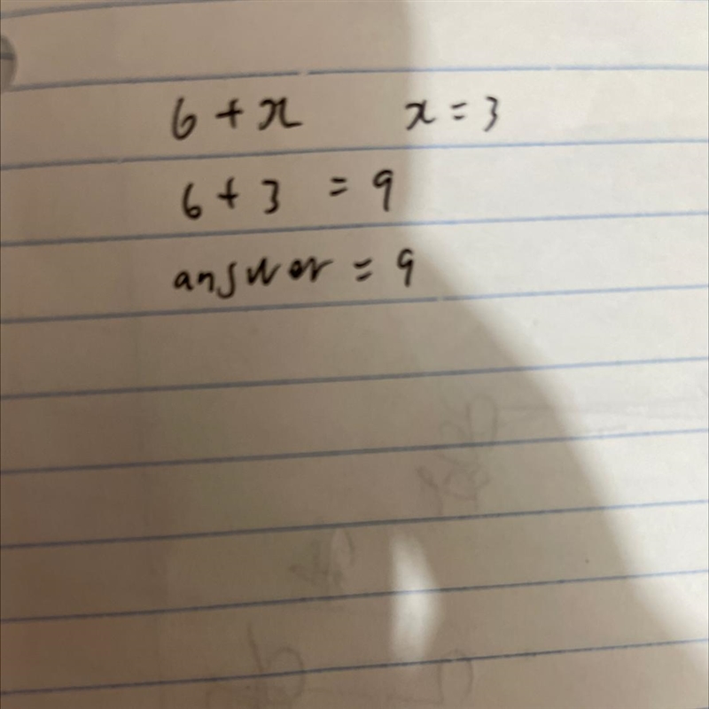 Evaluate 6 + x when x = 3.-example-1