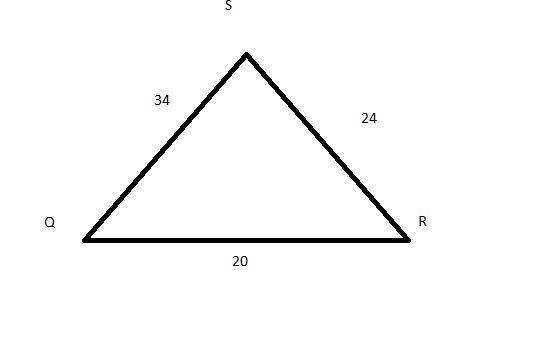 The law of cosines is used to find the measure of Angle Q. Triangle Q R S is shown-example-1