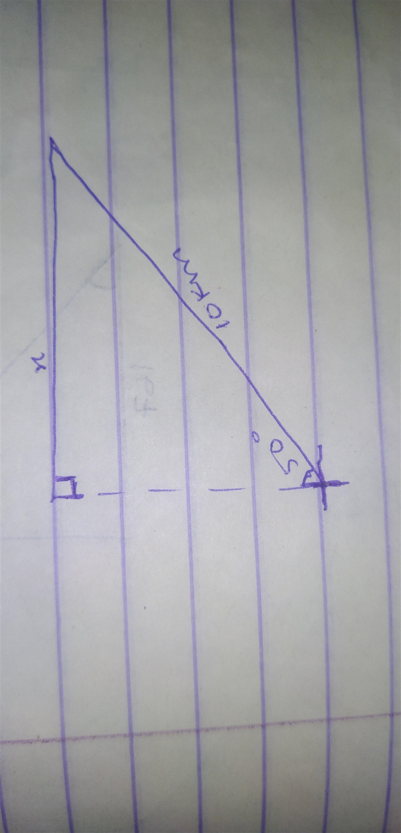 A village is 10km on a bearing 050° from a point O. Calculate how far the village-example-1