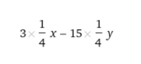 Which expression is equivalent to 3/4(x-5y) please help!!! ​-example-1