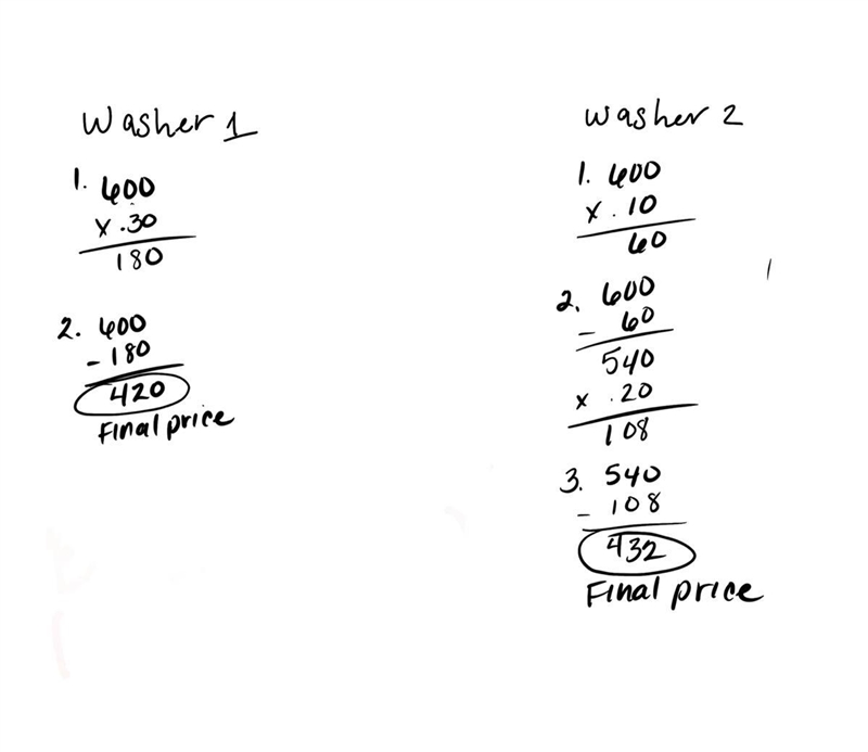 Kareem cannot decide which of two washing machines to buy. The selling price of each-example-1