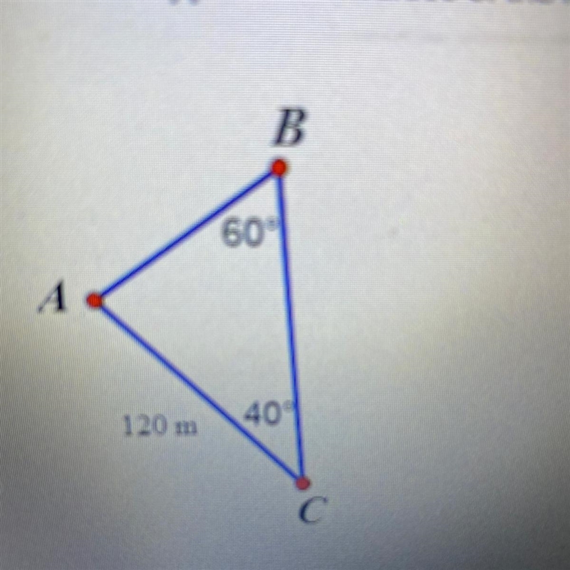 What are the approximate values of the missing side lengths in the triangle below-example-1