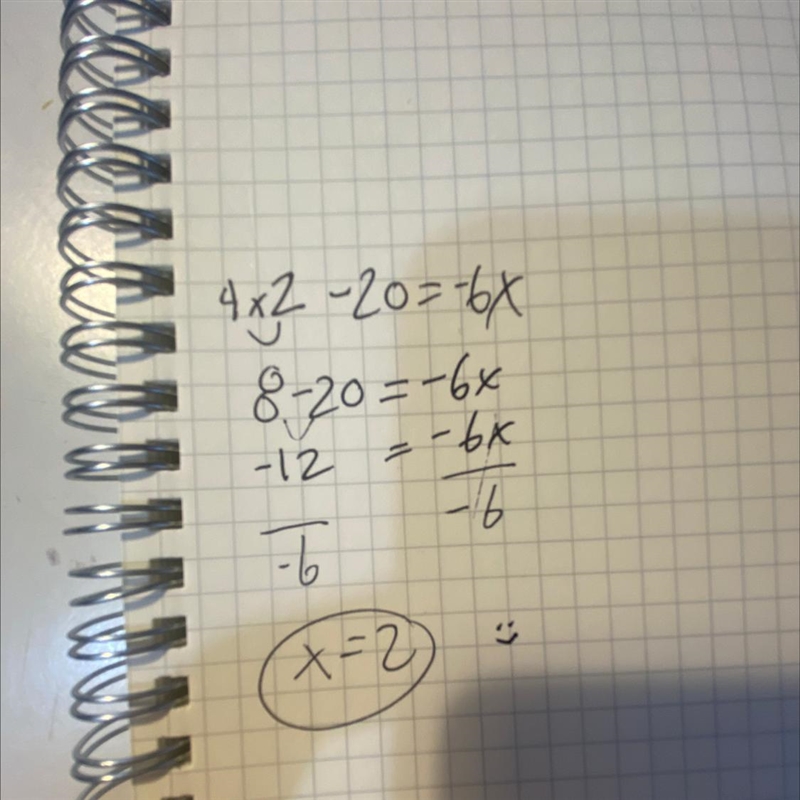 Write the quadratic equation in standard form: 4x2 – 20 = -6x-example-1