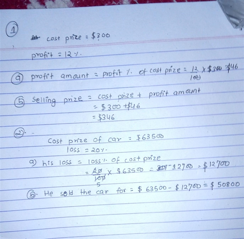 Question (.1) A suit costs $300 to make. What is: (a) the profit (b) the selling price-example-1