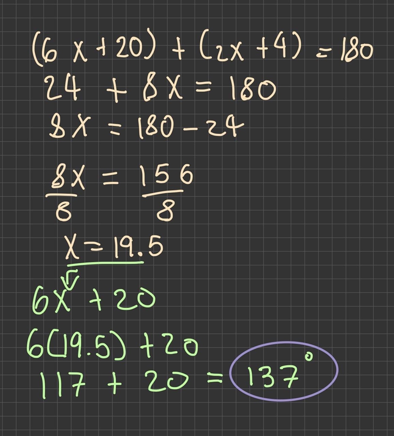 Oo mZTQS= Show Your Work S. (6x + 20) T Q (2x + 4) R-example-1