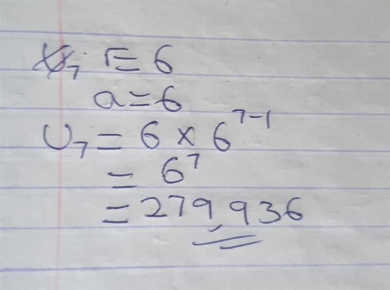 What is the 7th term in the sequence below? 6, 36, 216, 1296, . . . A. 7,776 B. 46,656 C-example-1