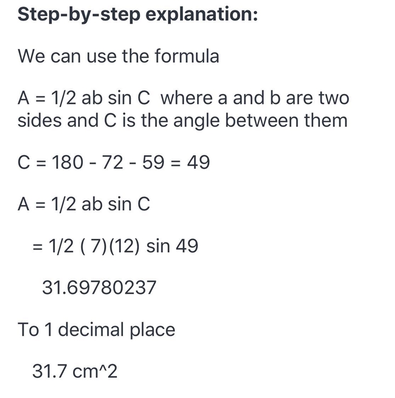 Find the area of triangle ABC. Give your answer correct to 1 decimal place.-example-1