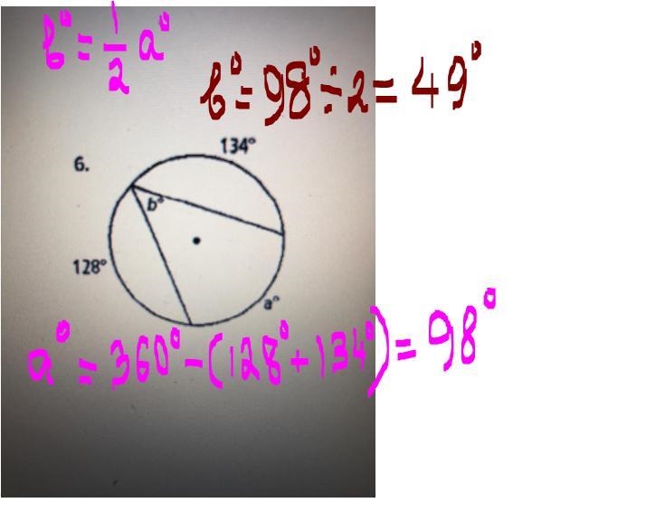 Angles in circle solve for each variable-example-1