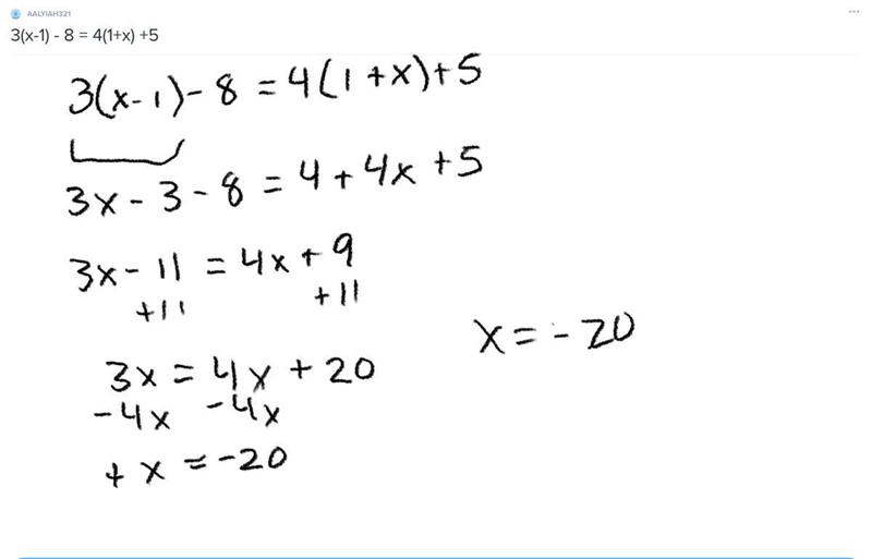 3(x-1) - 8 = 4(1+x) +5​-example-1