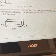 The bed of a dump truck has dimensions shown below the truck is delvering salt to-example-1