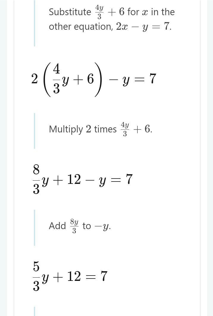 What is the solution of the system of liner equations -3x+4y=-18 2x-y=7-example-3