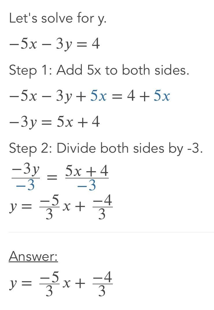 - 5x + 9y = - 32 -5x - 3y = 4-example-3