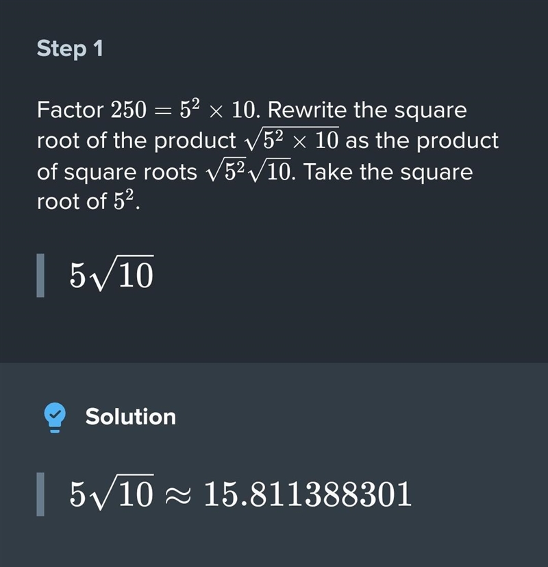 PLS HELP 20 POINTS Simplify a √250 show you explanation-example-1