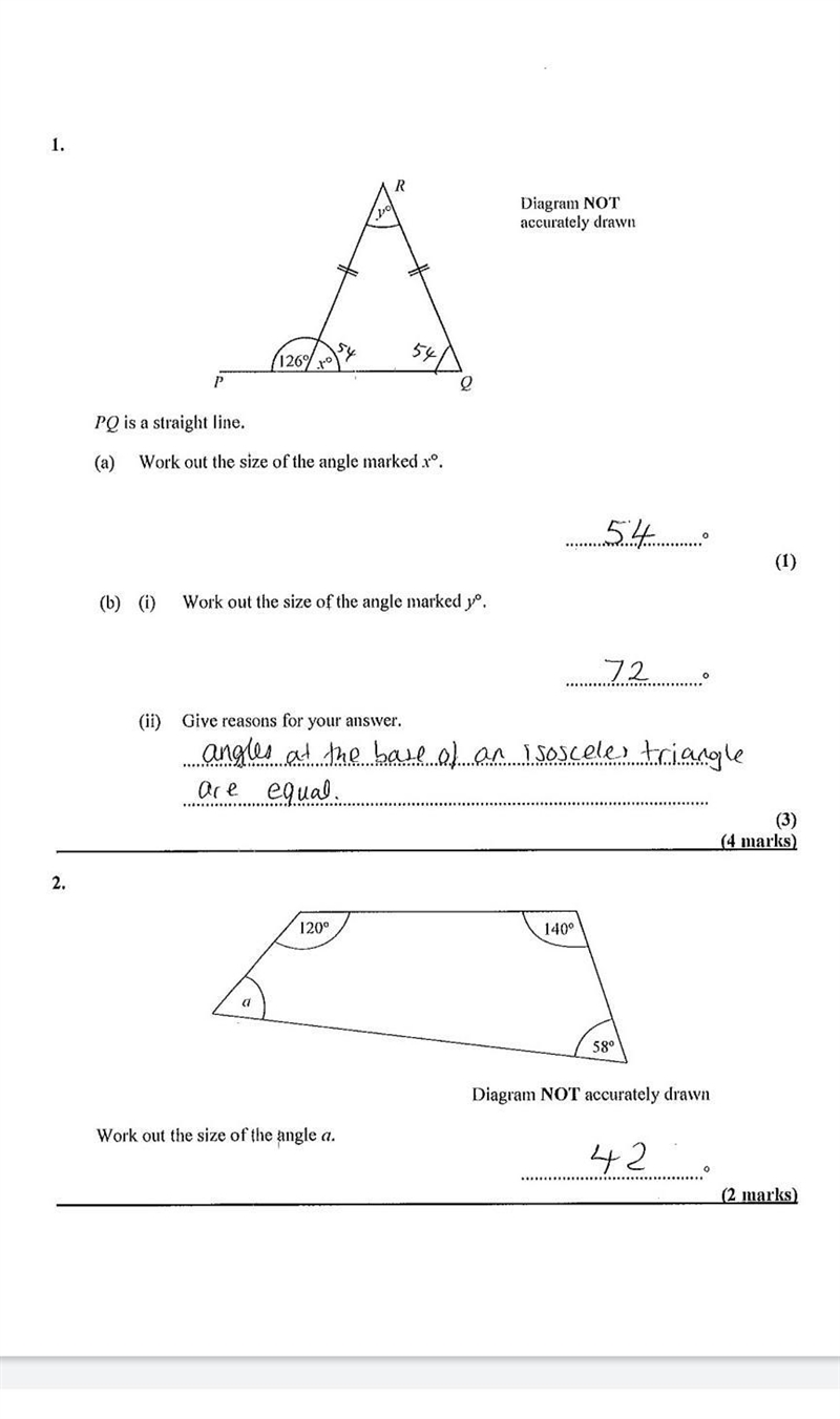 Questions: PQ is a straight line. Diagram NOT accurately drawn (126% ) (a) Work out-example-1