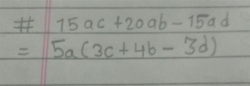 Factorize step by step 15ac +20ab-15ad-example-1