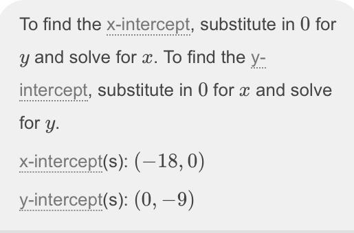 2y = -x-18 x-intercept: y-intercept:-example-1