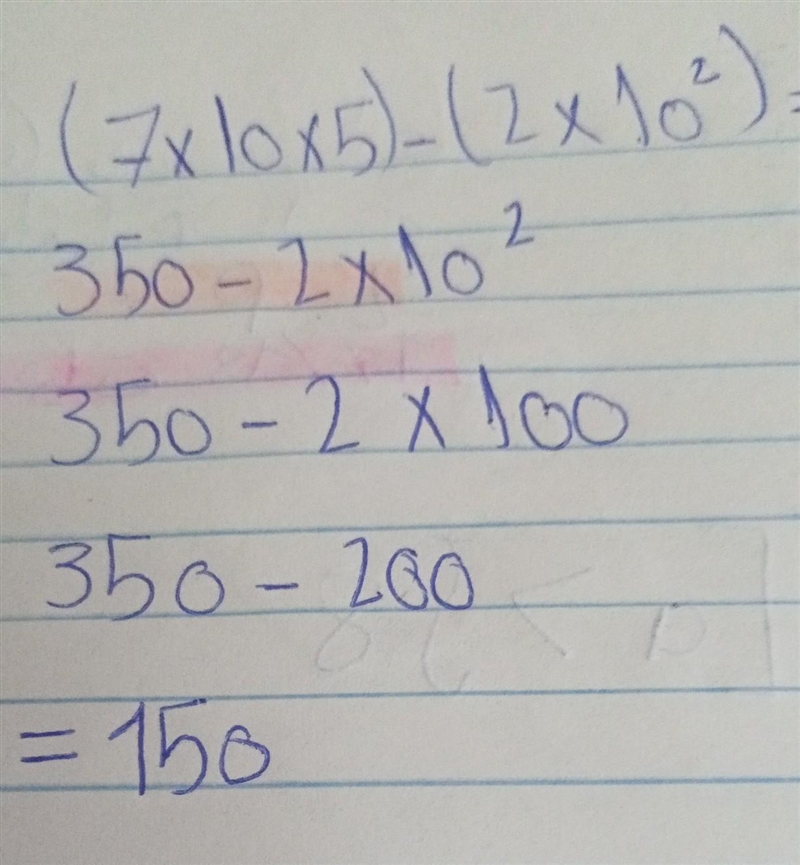 Work out (7*10*5) - (2 x 10²) Give your answer in standard form.-example-1