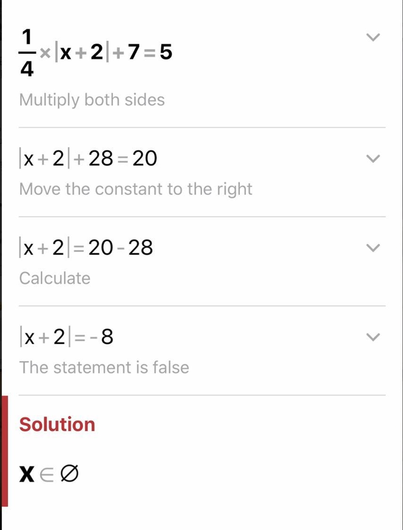 1/4 | x + 2 | + 7 = 5-example-1