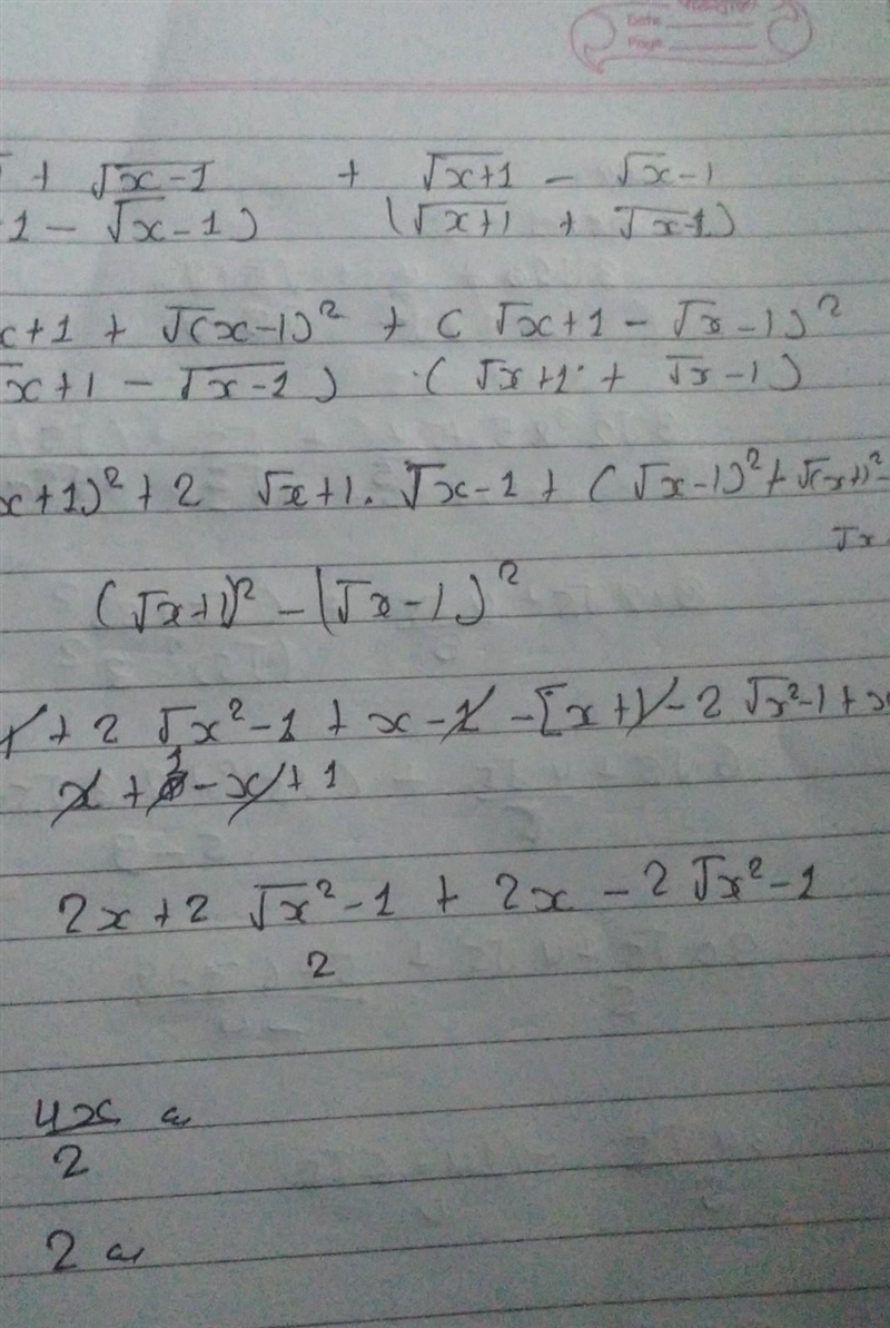 Anyone help me please ( √(x + 1) + √(x - 1) )/( (√(x + 1) - √(x - 1)) ) + ( √(x + 1) - √(x-example-1