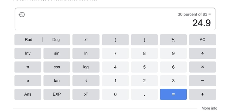 What is 30 percent of 83?-example-1