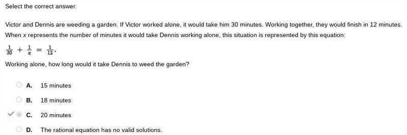 Select the correct answer. Victor and Dennis are weeding a garden. If Victor worked-example-1