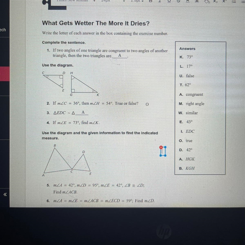 What Gets Wetter The More It Dries? Write the letter of each answer in the box containing-example-1