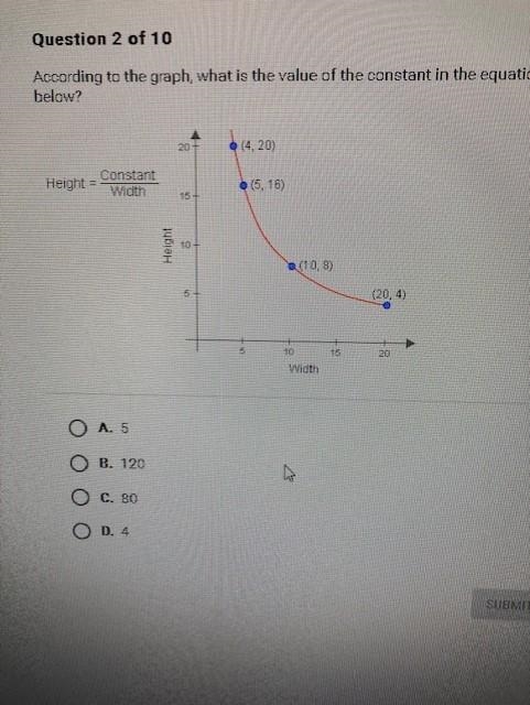 According to the graph, what is the value of the constant in the euqation below.-example-1