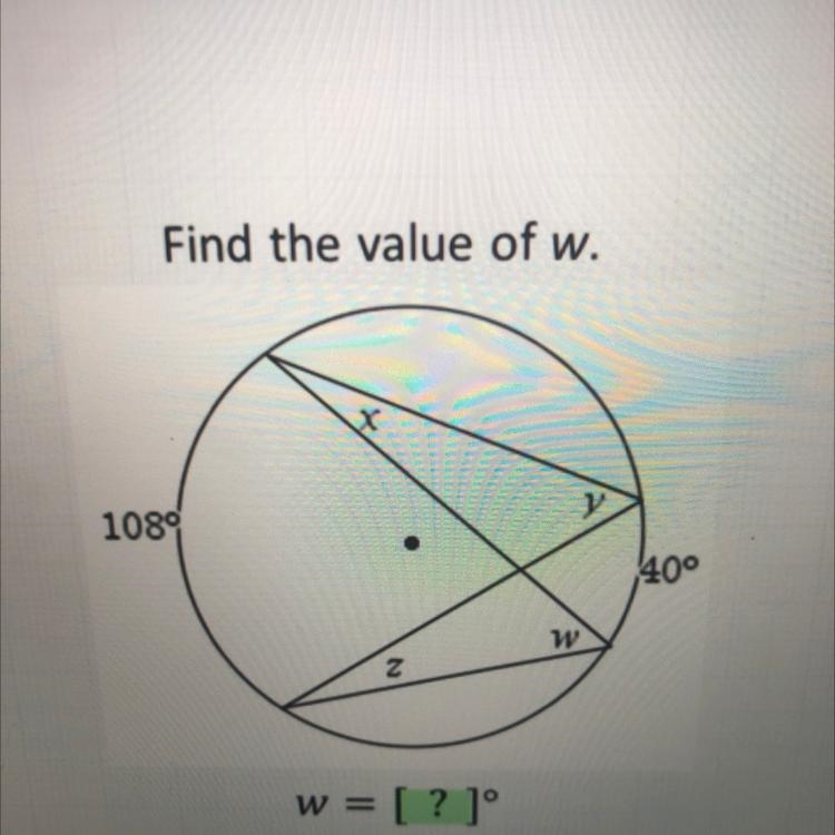 Find the value of w. 1080 400 w z w = [?]-example-1