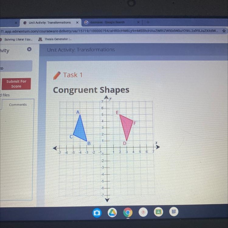 Part K Whose sequence proves triangle ABC is congruent to triangle DEF? Why?-example-1