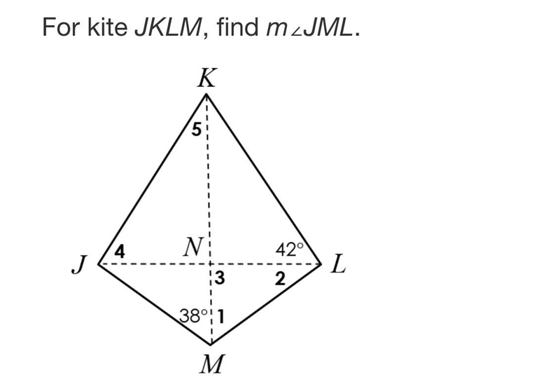 For kite JKLM, find m∠JML.-example-1