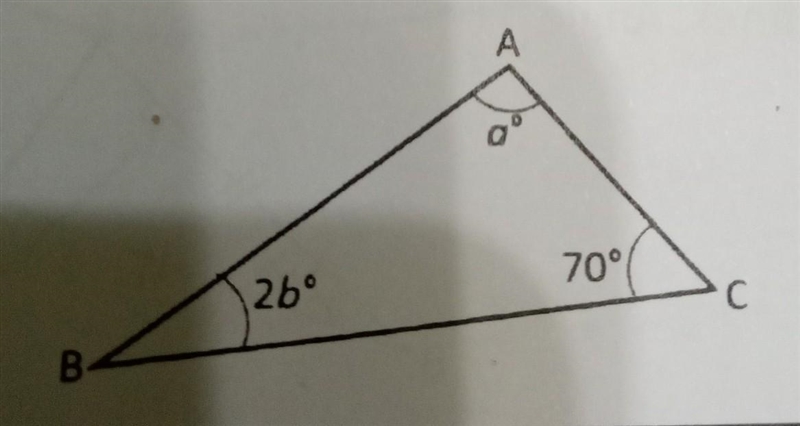 Explain why a + 2b = 110 in the triangle shown​-example-1