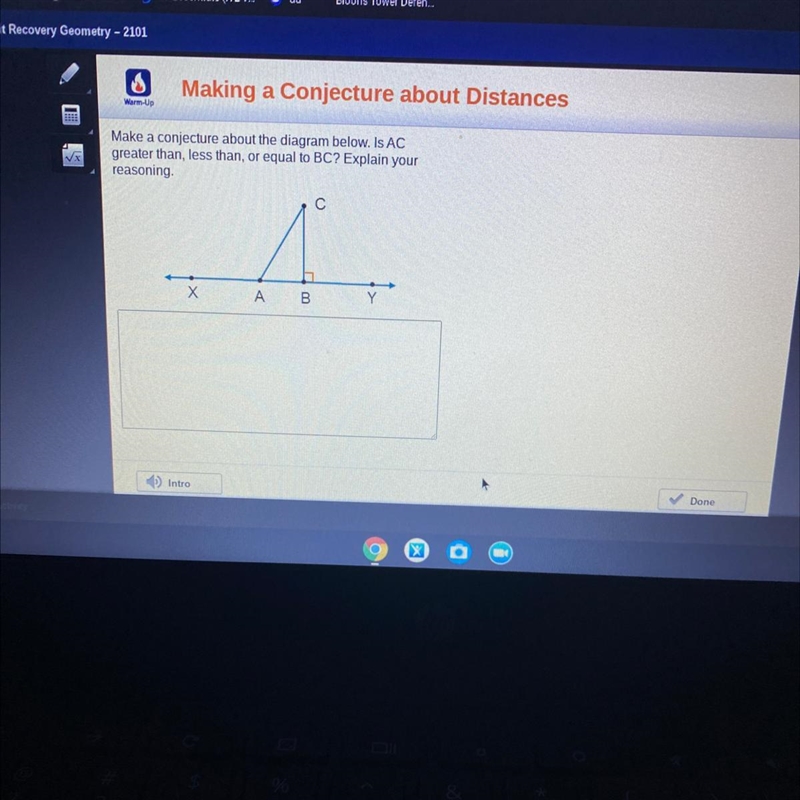 Is AC greater than, less than, or equal to BC? explain your reasoning-example-1