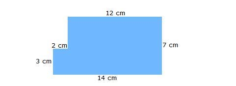 What is the area of the object above? A. 90 sq cm B. 104 sq cm C. 140 sq cm D. 98 sq-example-1