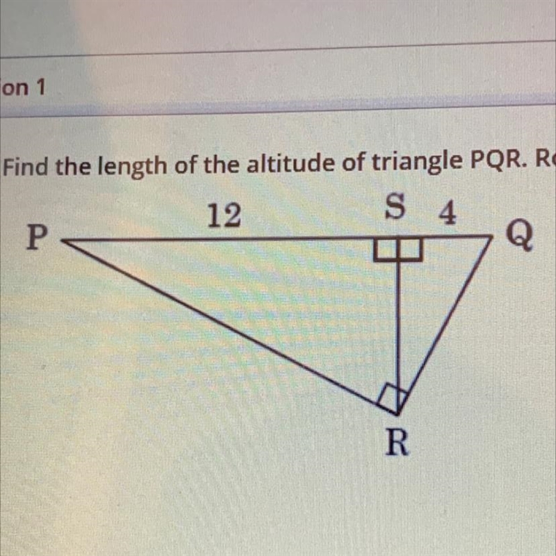 Find the length of the altitude of triangle PQR. Round to the nearest tenth-example-1