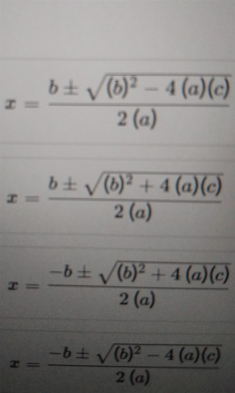 What shows the correct form of the quadratic function​-example-1