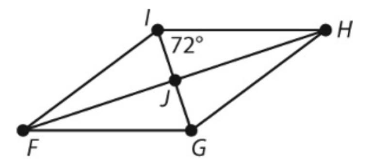 What is the measure of ∠FIH? A) 144° B) 90° C) 108°-example-1